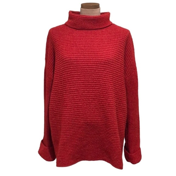 Anthropologie Sweaters - Anthropologie Pilcro Sweater Size Medium Vermillion Red Orange Ribbed Pullover